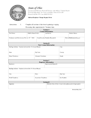 Ohio Address Employer Change Request Form