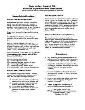 Ohio Physician Supervisory Plan Application