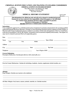 Medical History Statement Form F-1(LE)