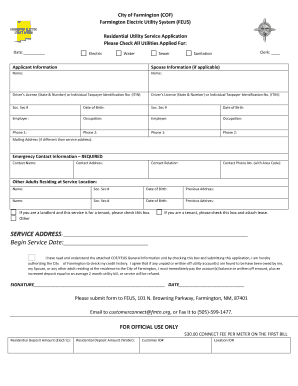 Residential Utility Service Application