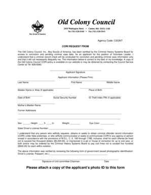 CORI Request Form for Volunteer Leader