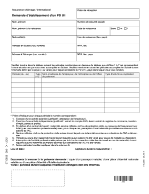 Demande d'établissement d'un PD U1