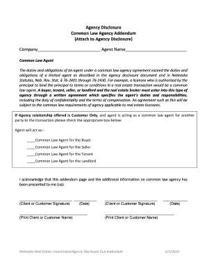 Common Law Agency Addendum