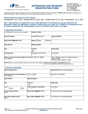 British Columbia Apprentice and Sponsor Registration Form