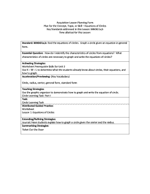 Equations of Circles Lesson Plan