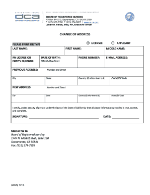 California RN License Change of Address Form
