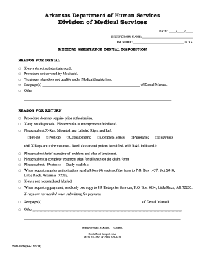 Arkansas Medicaid Dental Disposition Form