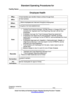 Food Employee Health Reporting Agreement