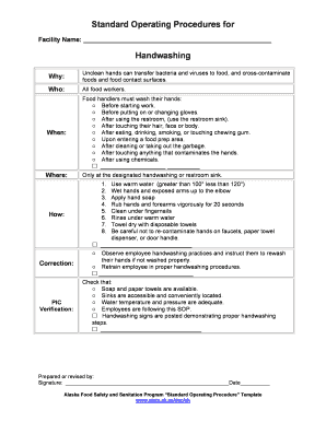 Alaska Food Safety Handwashing SOP