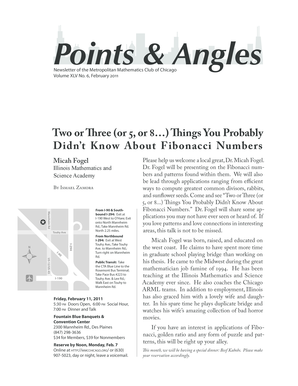 February 2011 - Metropolitan Mathematics Club of Chicago - mmcchicago