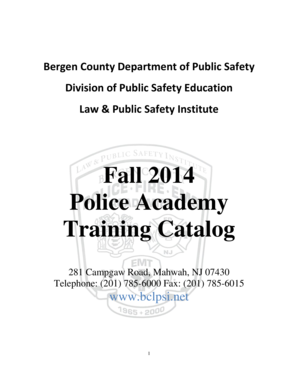 Fall 2014 Police Academy Training Catalog - Bergen County - co bergen nj