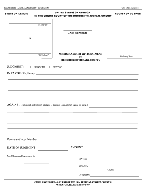 Illinois Memorandum of Judgment