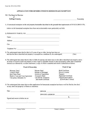 Senior Citizens Homestead Exemption Application