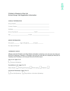 Children's Museum of the Arts School Group Visit Registration