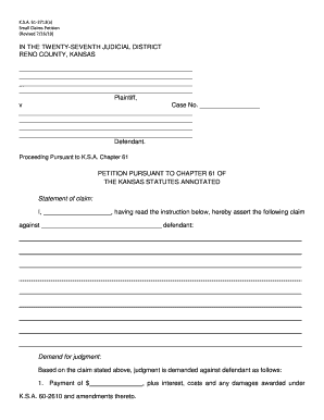 Kansas Small Claims Petition