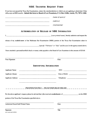 Texas MBE Transfer Request Form