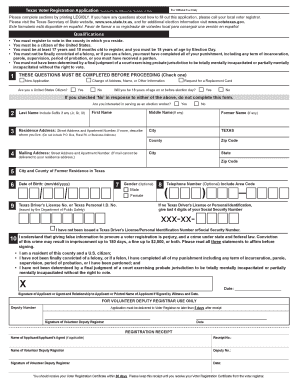 Texas Voter Registration Application