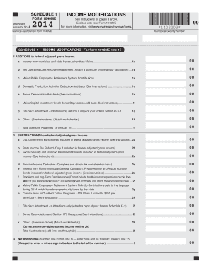 Maine Schedule 1 Income Modifications