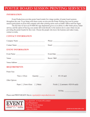 Poster Printing Service Order Form