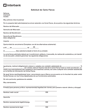 Solicitud de Carta Fianza