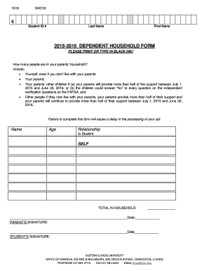 2015-2016 Dependent Household Form