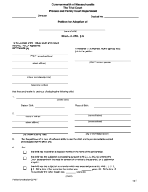 Massachusetts Adoption Petition