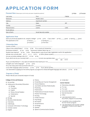 St. Joseph's College Undergraduate Application