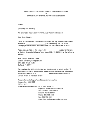 IRA Charitable Distribution Letter
