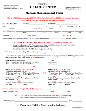 Medical Requirement Form