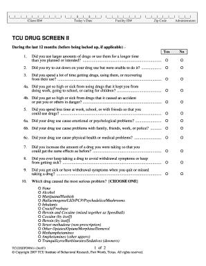 TCU Drug Screen II Form