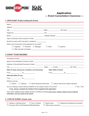 Event Cancellation Insurance Application
