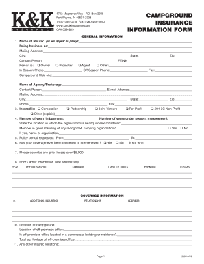 Campground Application Package - K&K Insurance