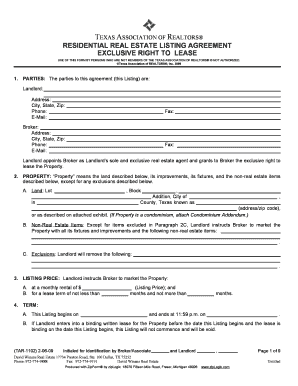 Texas Residential Real Estate Listing Agreement