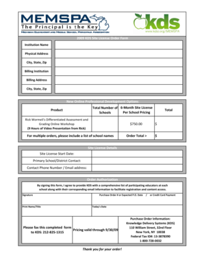 2009 KDS Site License Order Form New Online Professional ... - kdsi
