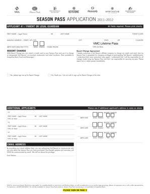Season Pass Application 2011-2012