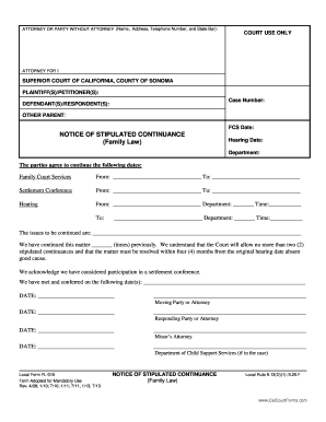 California Notice of Stipulated Continuance