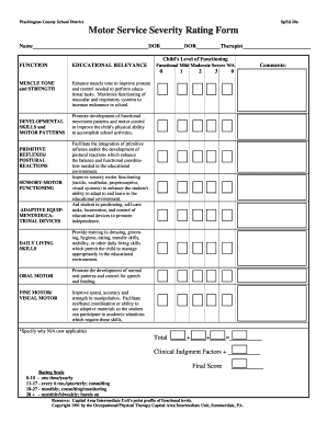 Motor Service Severity Rating Form