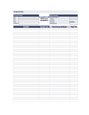 Storage Inventory Form