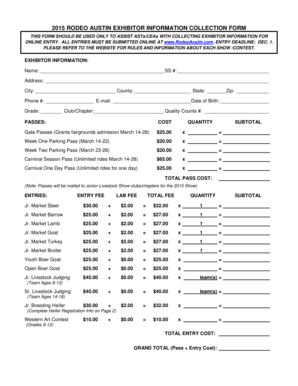 2015 Rodeo Austin Exhibitor Information Collection Form