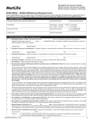 MetLife 403(b) Withdrawal Request Form
