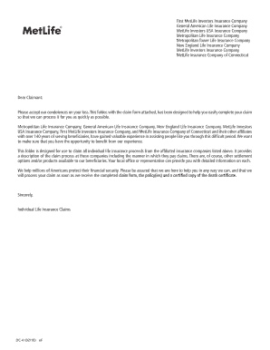 MetLife Life Insurance Claim Form
