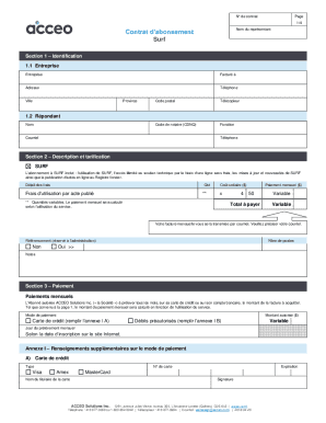 Contrat d'abonnement SURF