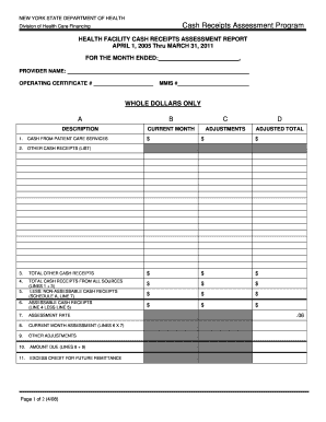 Health Facility Cash Receipts Assessment Report