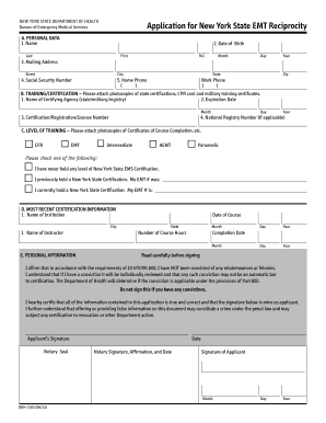 New York State EMT Reciprocity Application