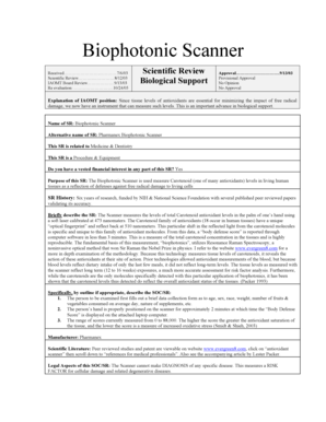 Biophotonic Scanner Review Form
