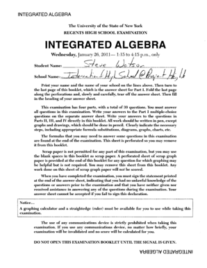 Integrated Algebra Regents Exam