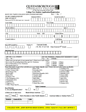 College Now Student Application/Registration