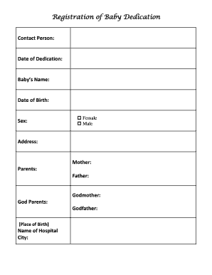 Baby Dedication Registration Form