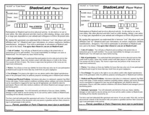 ShadowLand Player Waiver