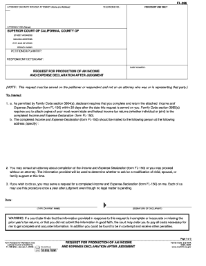 Request for Production of Income and Expense Declaration After Judgment